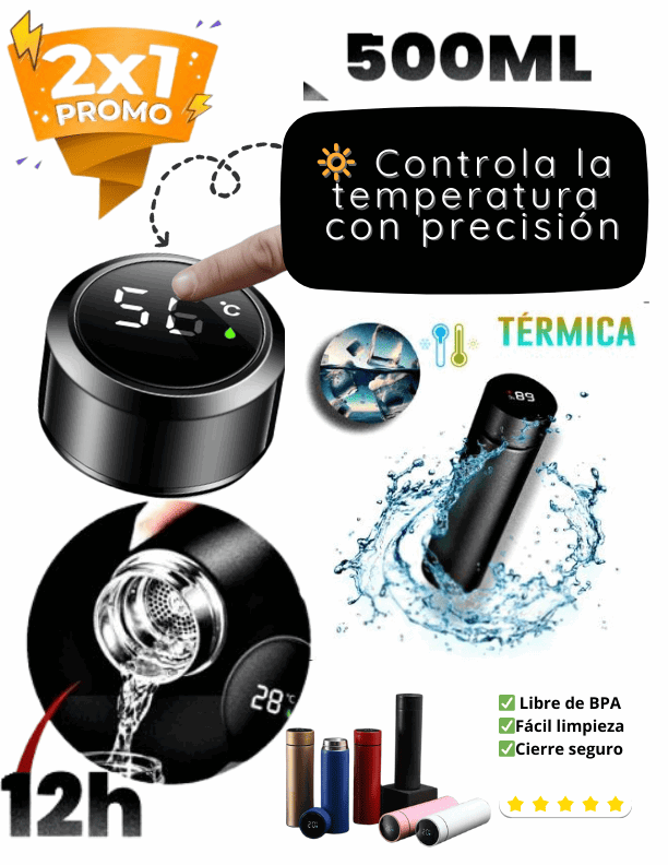 Termo Inteligente - Diseño unisex, elegante, portátil y libre de BPA - Boom Shop