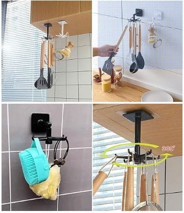 Gancho Multiusos Giratorio 360° –gancho vertical abatible, 6 garras montado en la pared de la cocina, impermeable - Organización sin Límites - Boom Shop