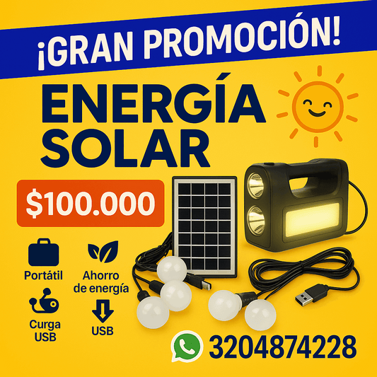 KIT PANEL SOLAR PORTÁTIL – ENERGÍA ECOLÓGICA DONDE LA NECESITES / 3 Bombillo Lámpara Led - Boom Shop