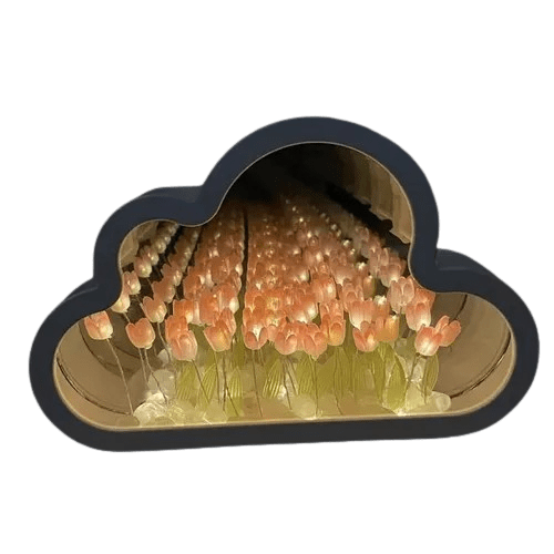 Hogar con un toque mágico con la Lampara Nube Con Espejo De Tulipanes Infinitos Lampara Noche - Boom Shop